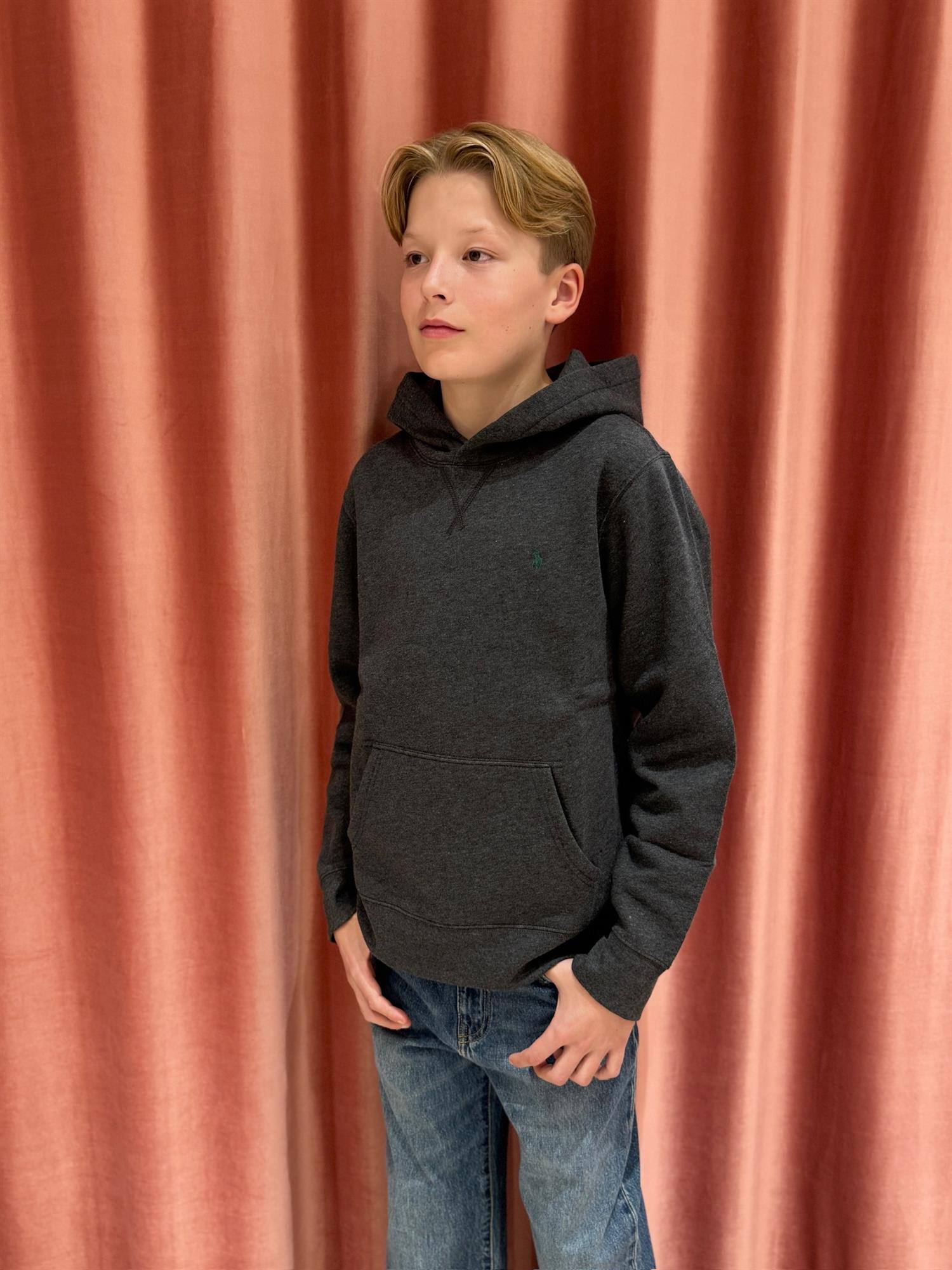RALPH LAUREN 8-16År Hettegenser m/grønn logo Koksgrå