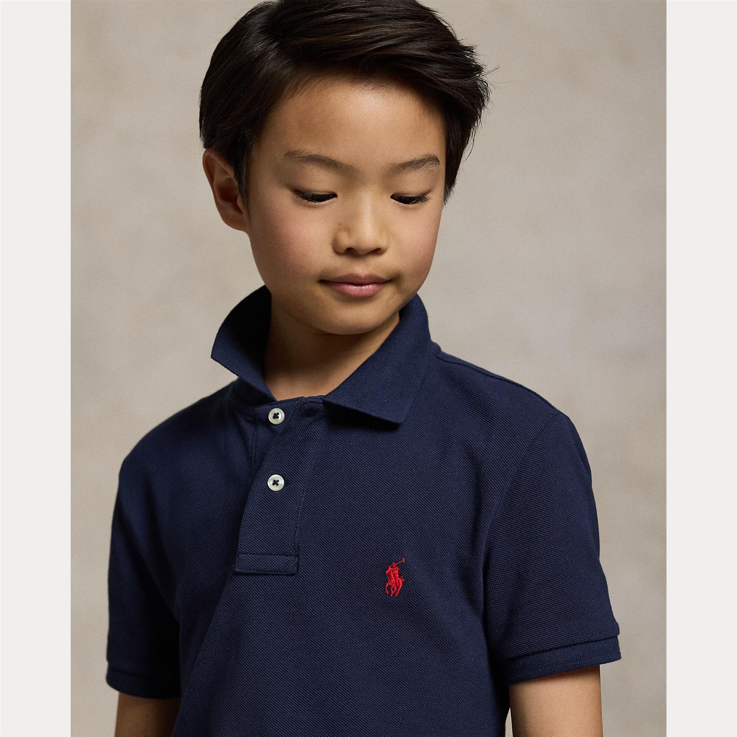RALPH LAUREN 8-16År Pique Polo T-skjorte Mørkeblå