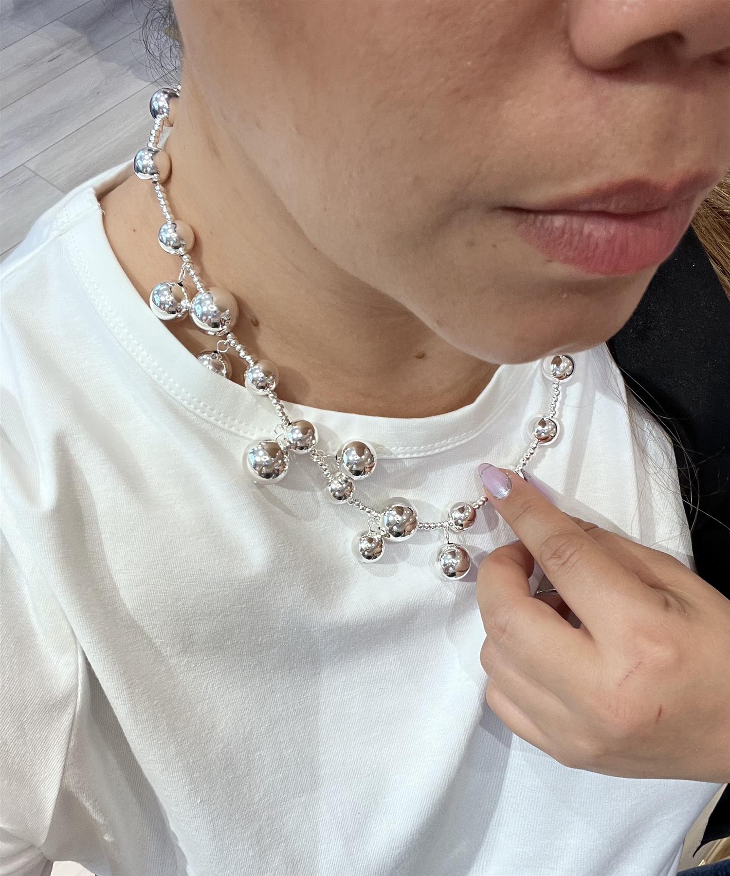 BOW 19 Bead Multi Necklace Silver