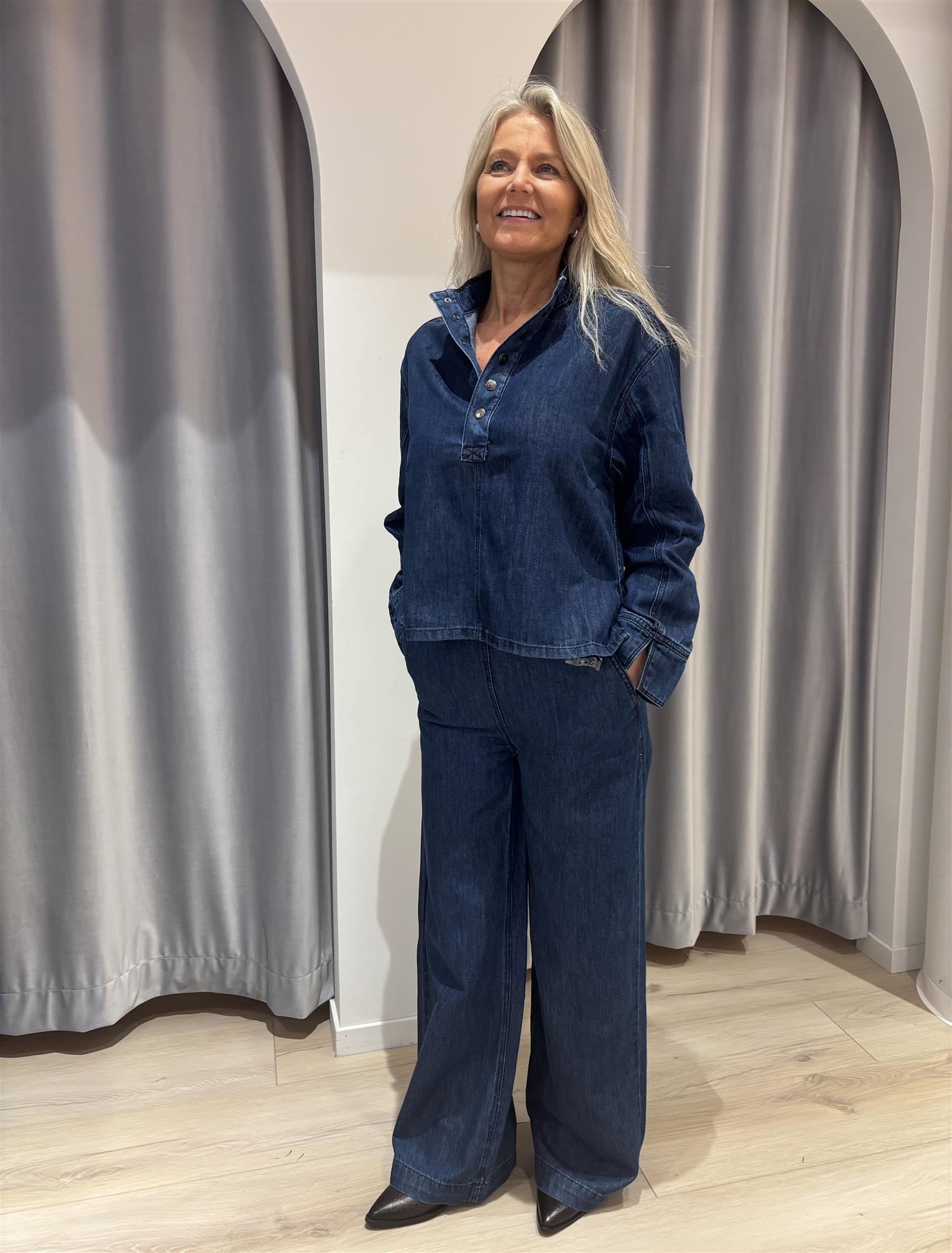 CO´ COUTURE Azmina Denim Placket Blouse Denim Blue