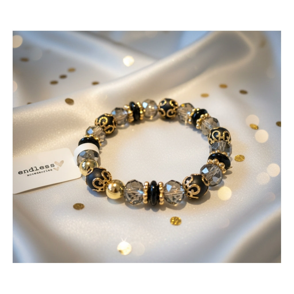 ENDLESS Bracelet Ass. Pearls Black - Farmor Ingvarda