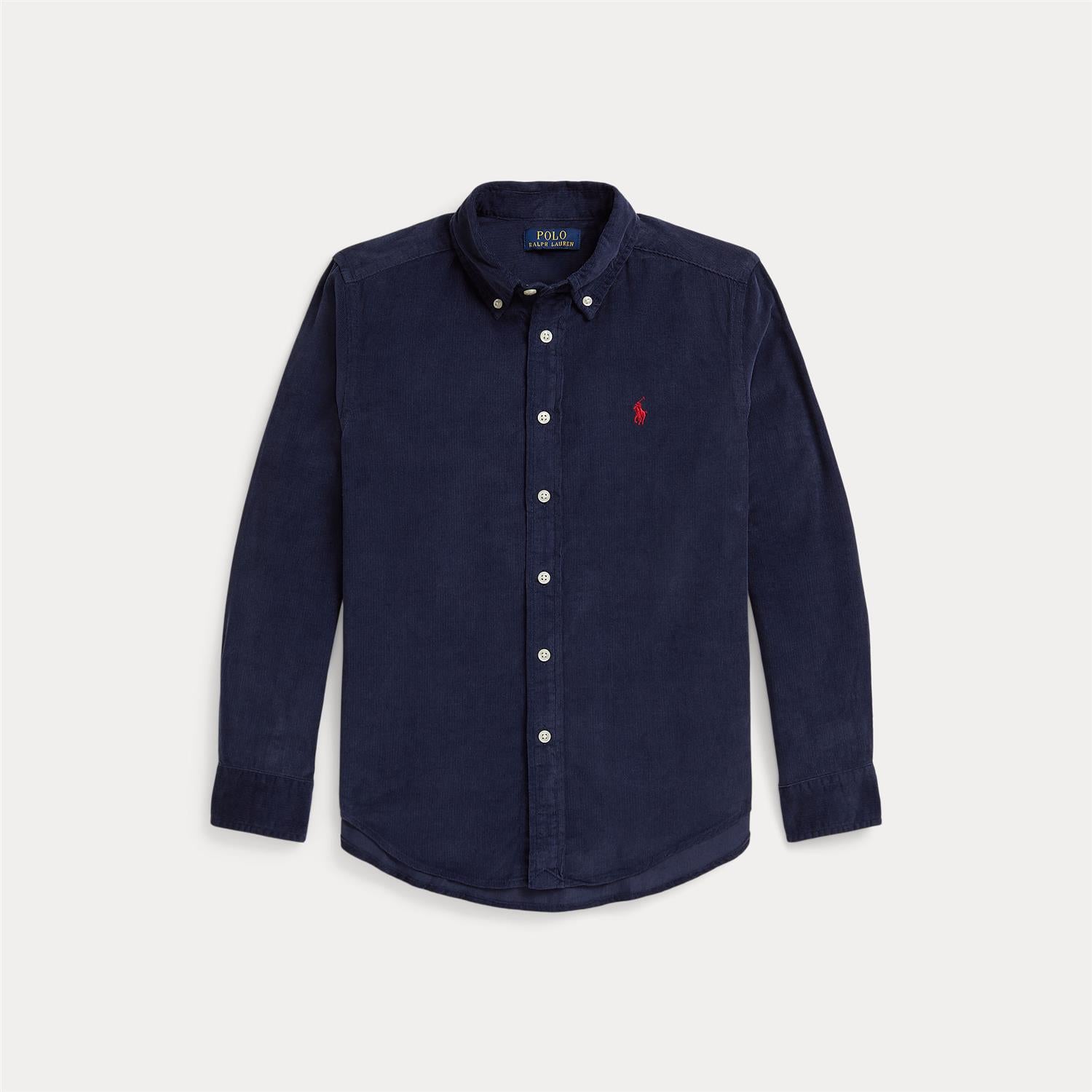 RALPH LAUREN 8-16År Smalstripet Cord Skjorte Mørkeblå