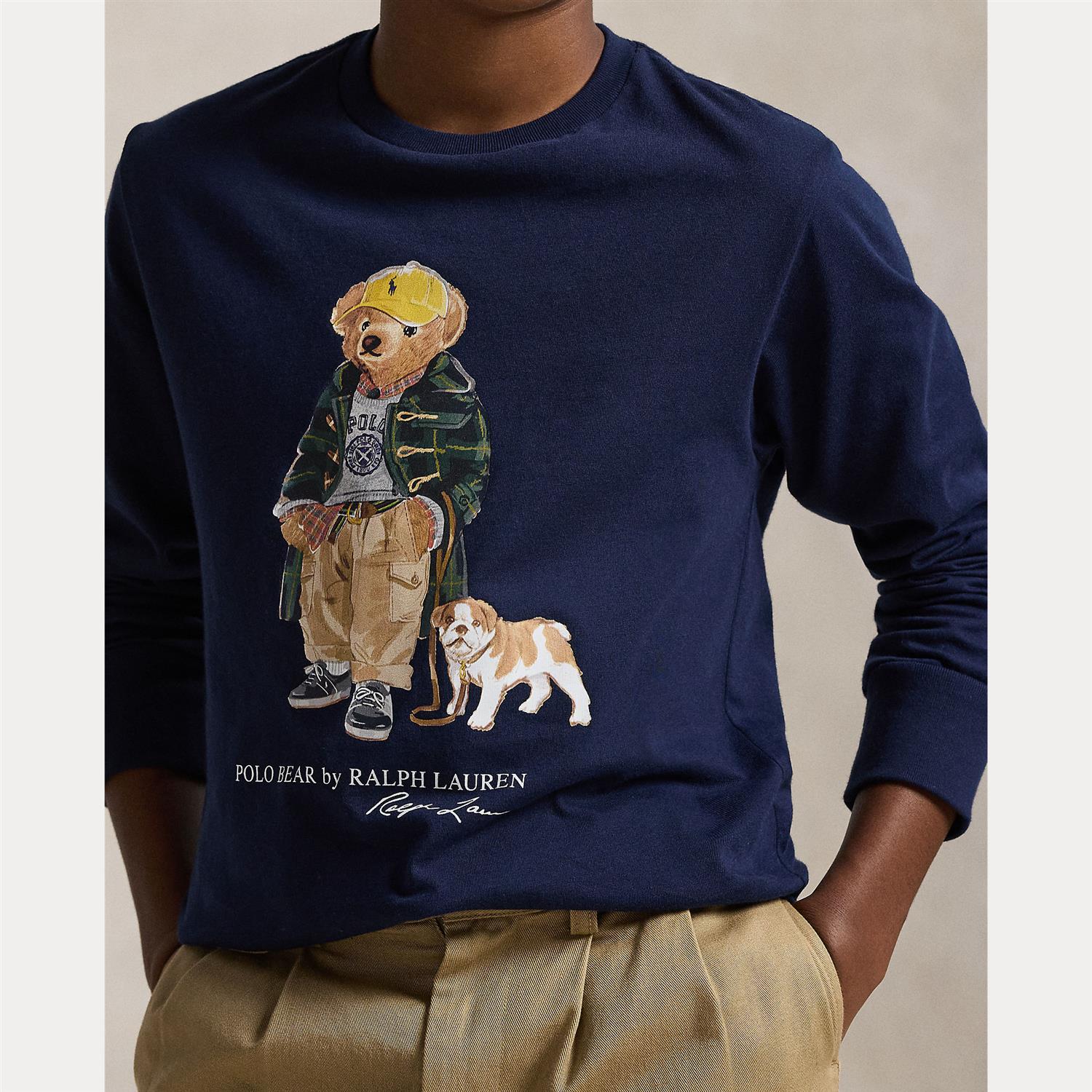 RALPH LAUREN 8-16År Polo Bear LS T-shirt Mørkeblå