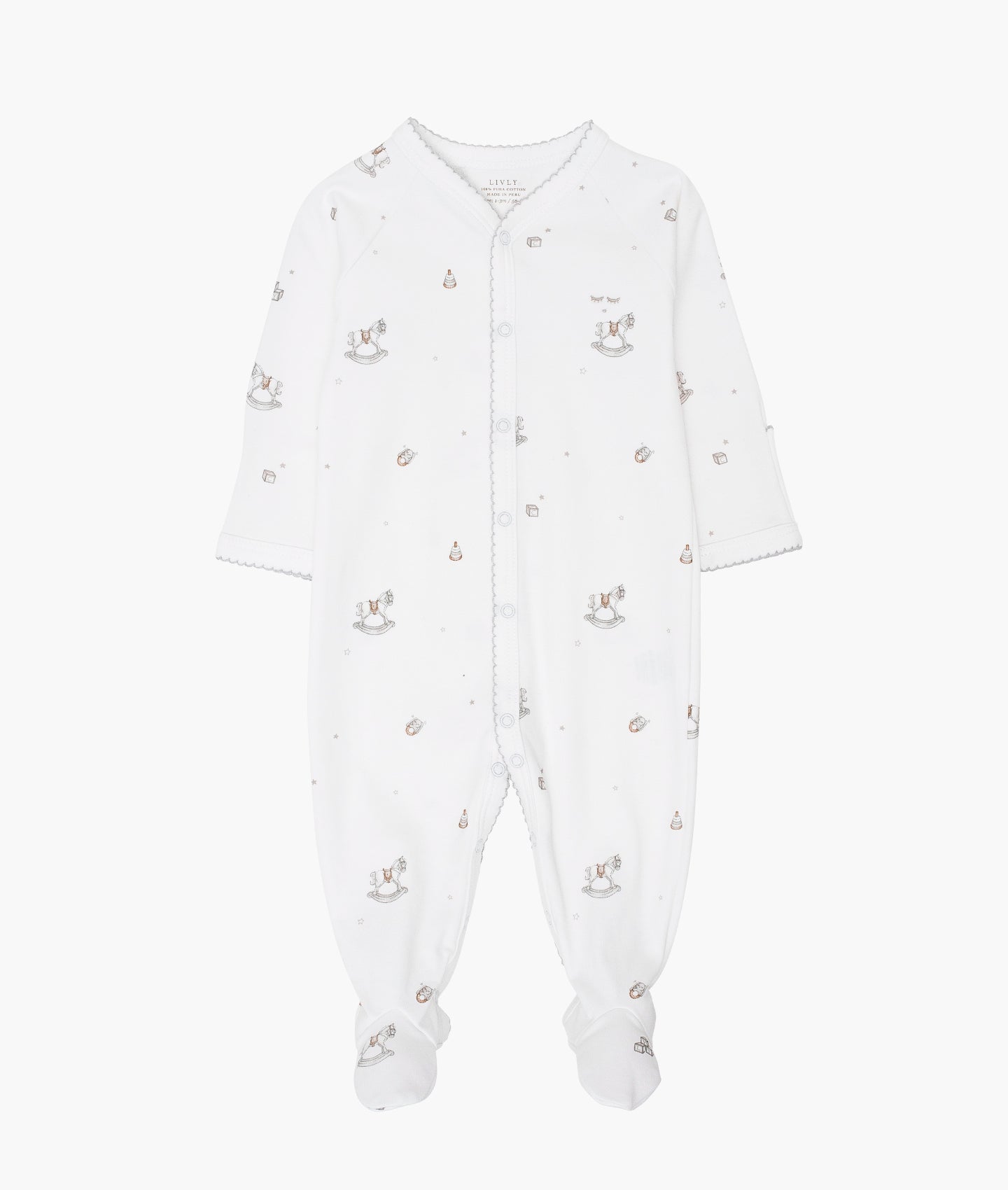 LIVLY Rocking Horse Simplicity Footie Hvit