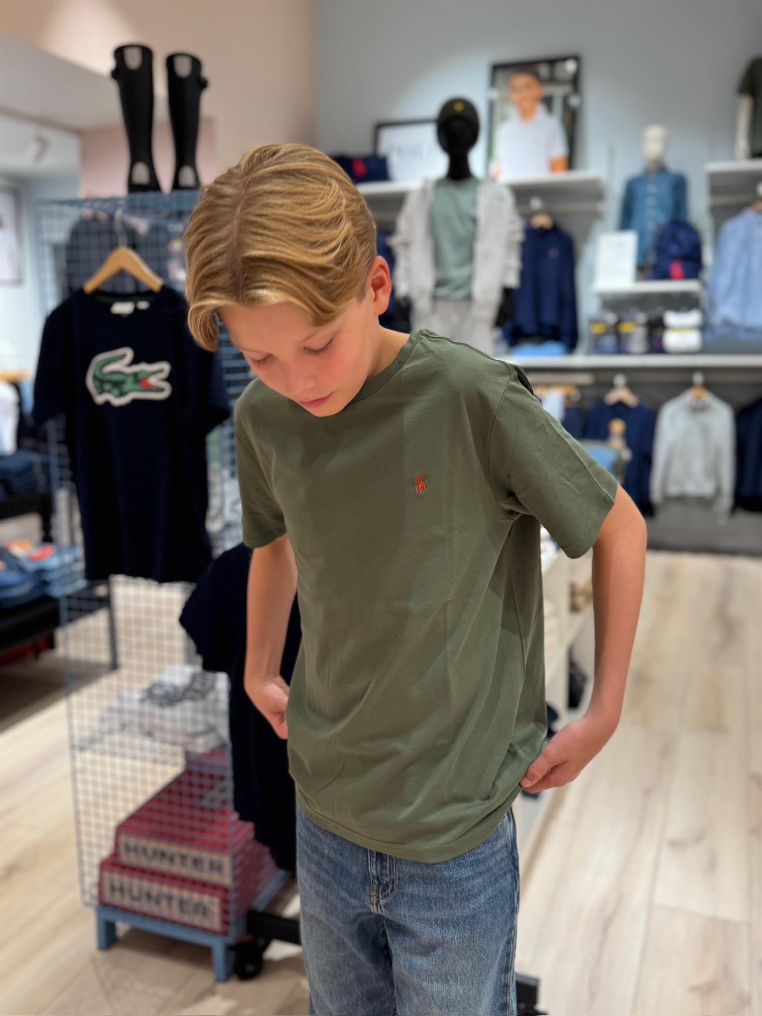RALPH LAUREN 8-16År T-skjorte liten logo Oliven