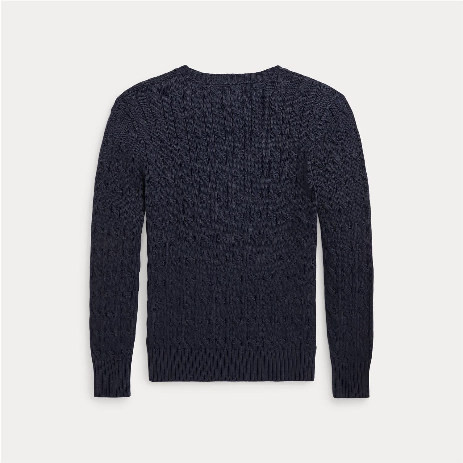 RALPH LAUREN 8-16År Strikket genser m/fletter Mørkeblå