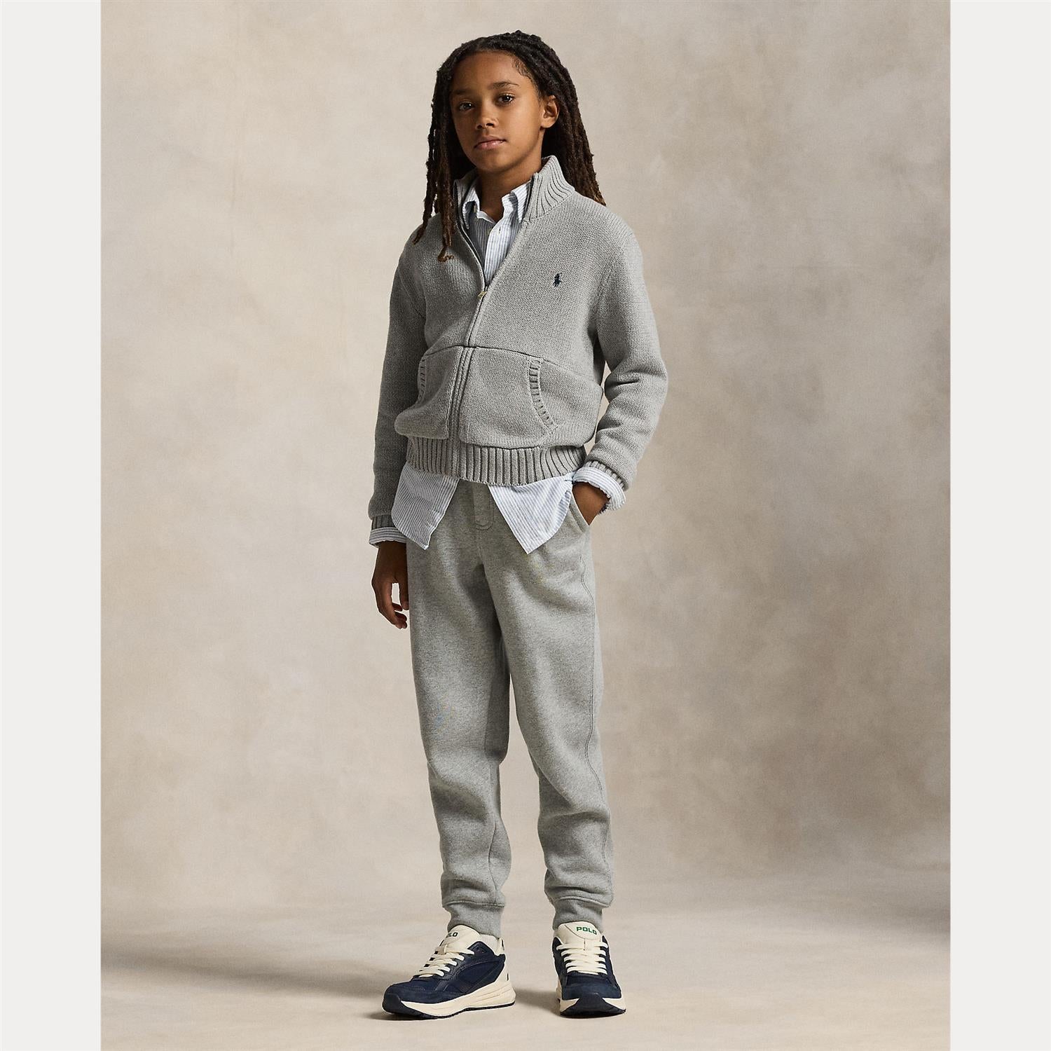 RALPH LAUREN 8-16År Strikket jakke m/zip Grå