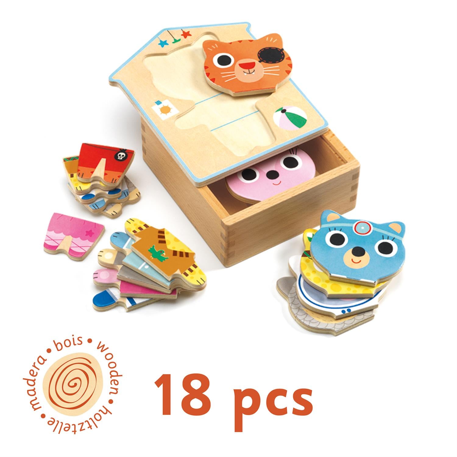 DJECO Puslespill dressup mix