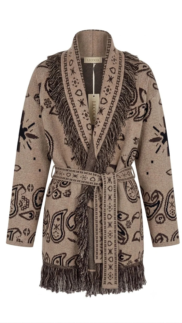 LECOCO Sally Long Cardigan Taupe