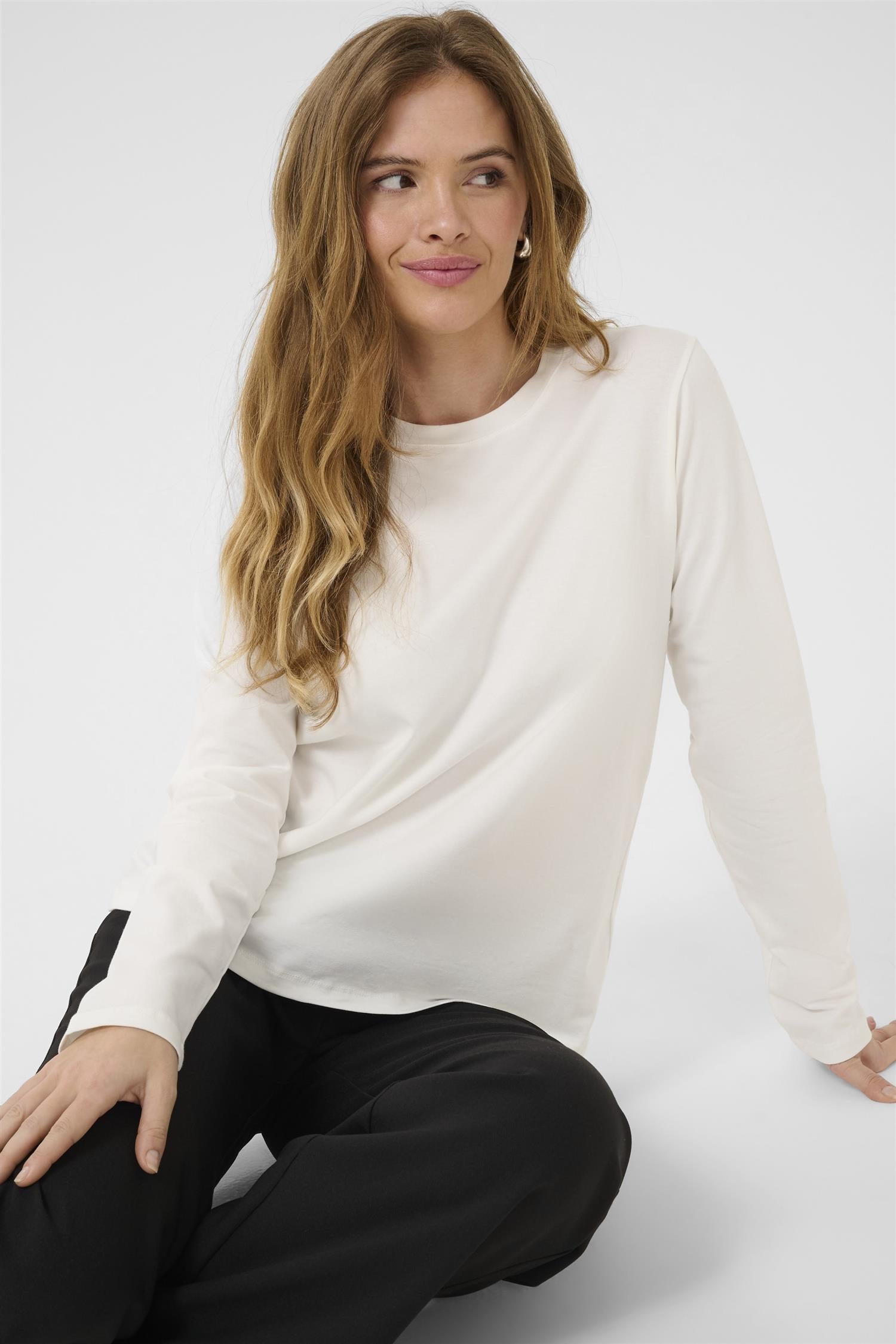 CULTURE Base T-Shirt LS Krem