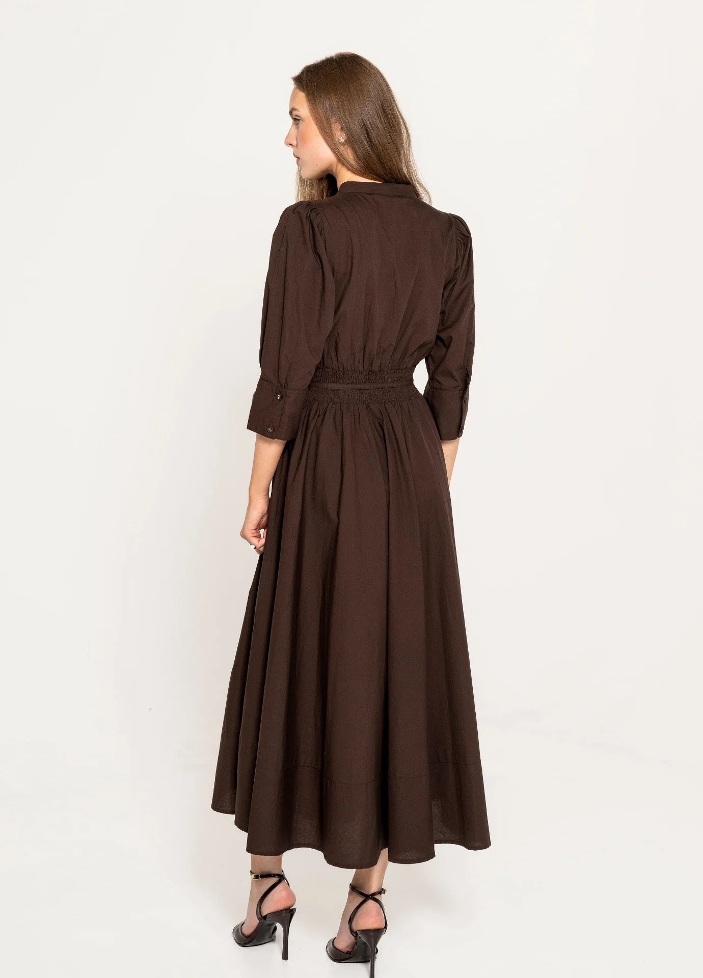 MISSMAYA Maria Dress Chocolate Poplin