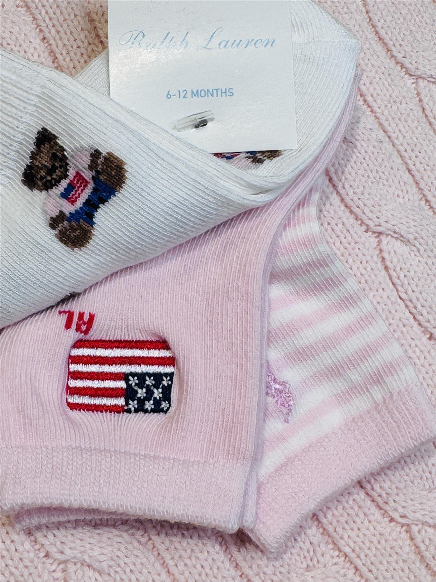 RALPH LAUREN Baby 0-24mnd. 3 pk sokker