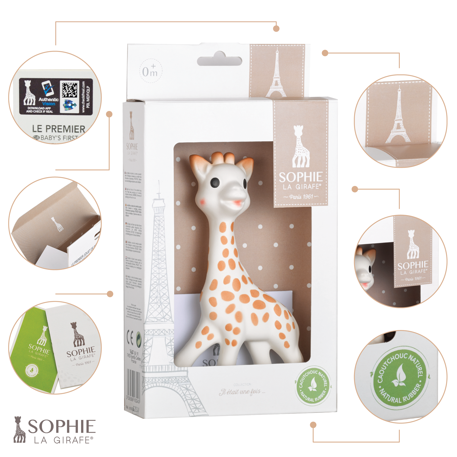 VULLI, SOPHIE LA GIRAFE Sophie la Girafe,gaveeske Kremfarget