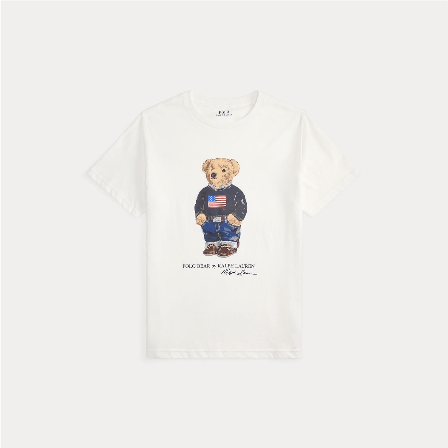 RALPH LAUREN 8-16År Polo Bear T-skjorte Hvit