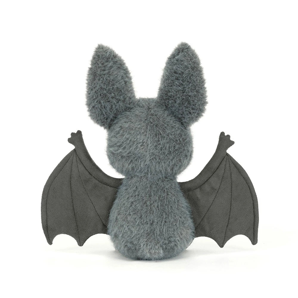 Jellycat Broox Bat barn leke, sittende 18cm, myk og kjælefull bamse i svart og grå med store ører, perfekt for barn.