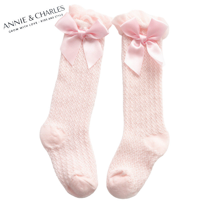 ANNIE & CHARLES Bow Tights Baby Rosa