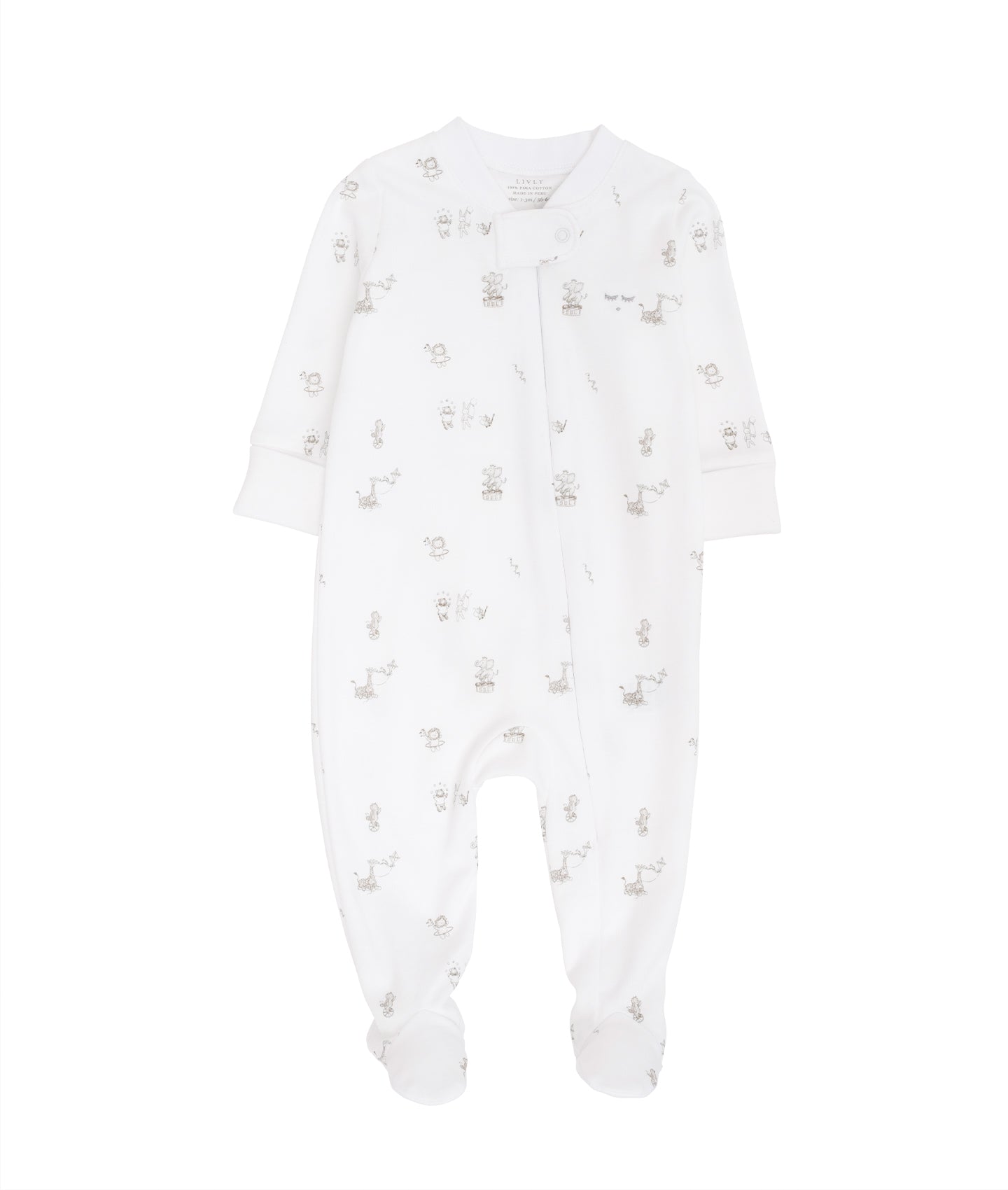 LIVLY Celebration Parade Zipper Footie Hvit - Farmor Ingvarda