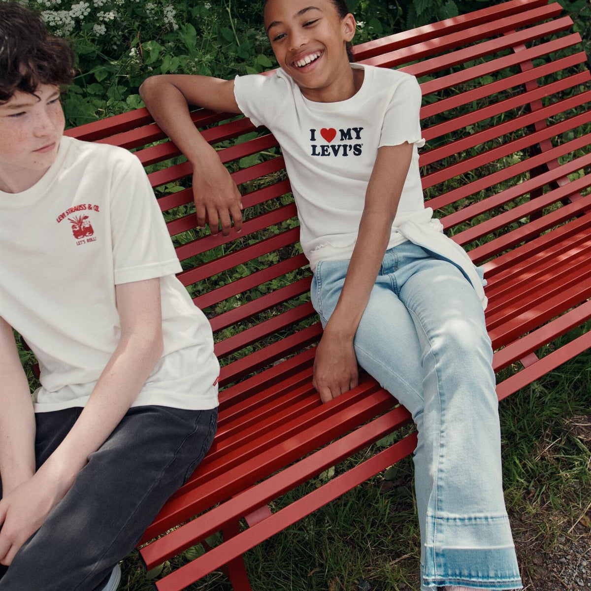 LEVIS 4-14ÅR T-skjorte m/broderi Hvit