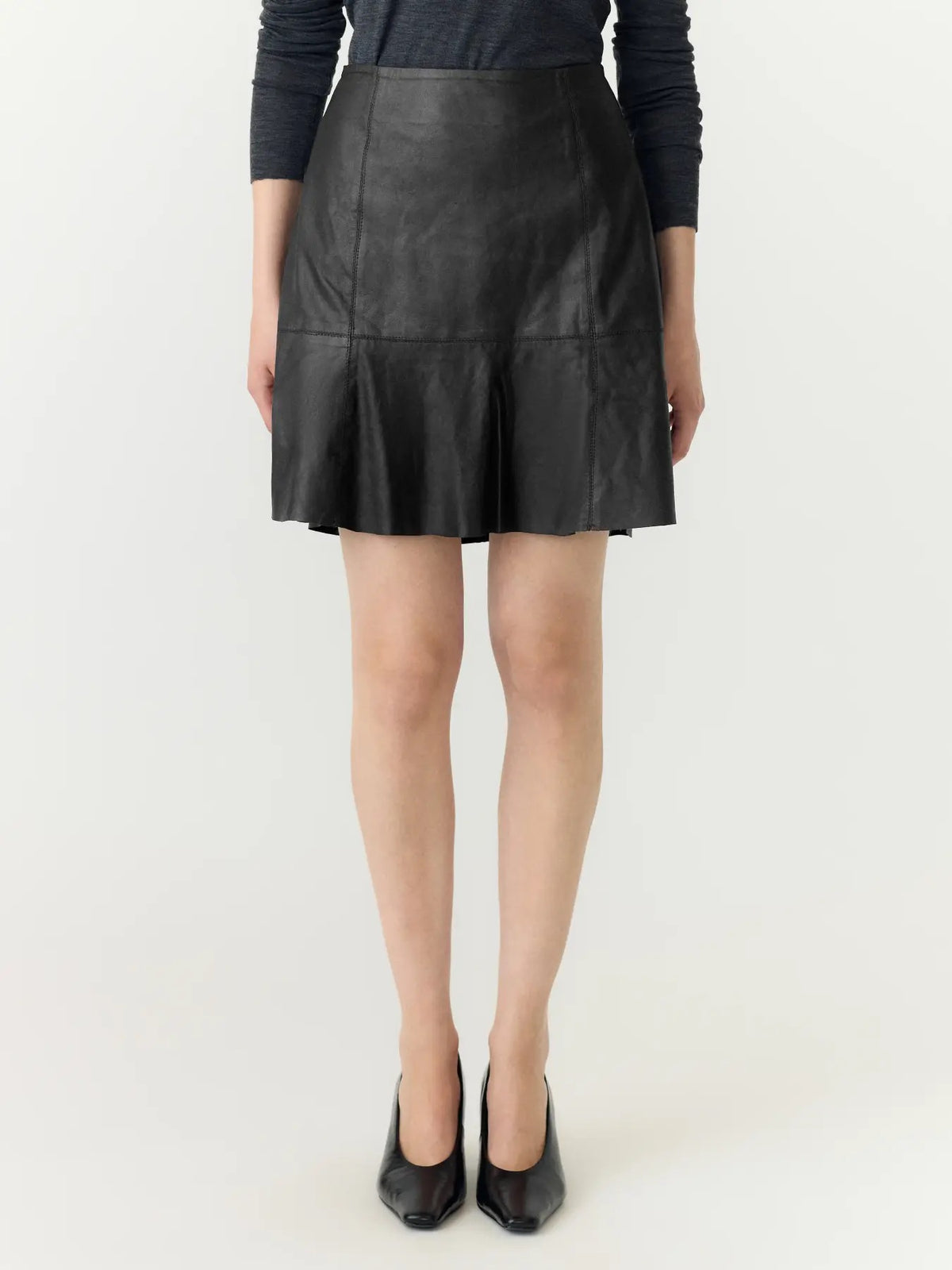 YAS Yascolly Naplon Leather Skirt Black