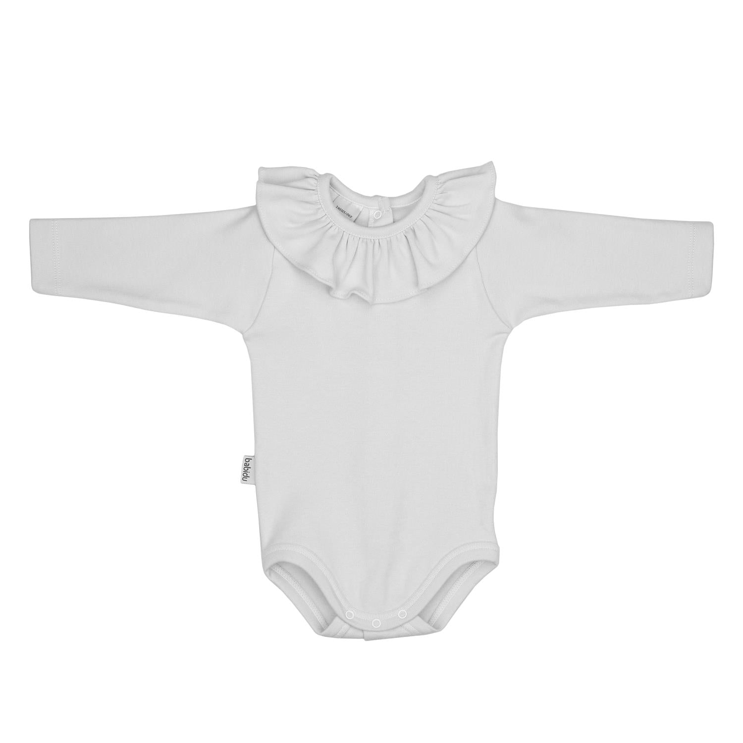 BABIDU 1117 Body m/rysjekrage Hvit - Farmor Ingvarda