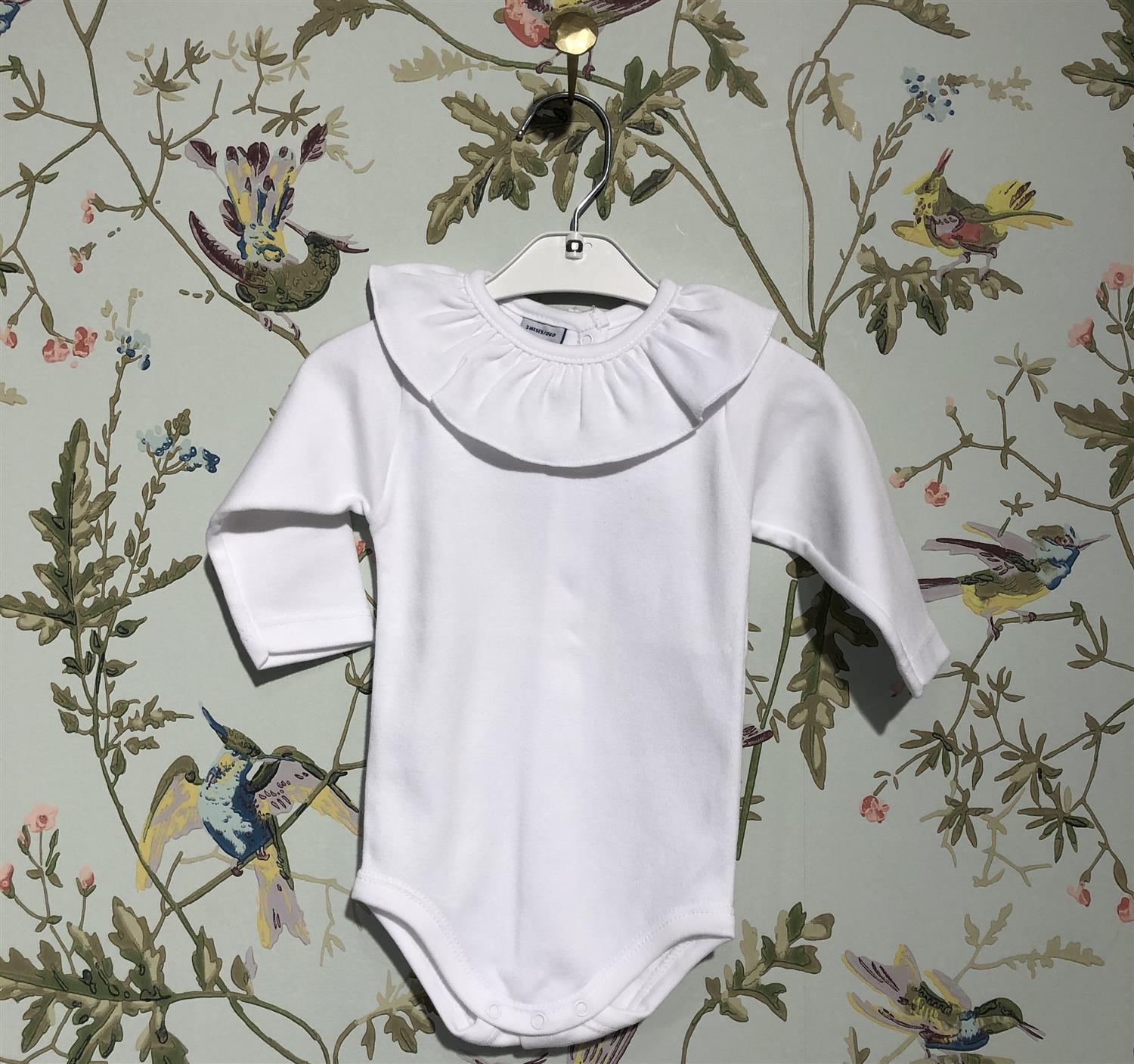 BABIDU 1117 Body m/rysjekrage Hvit - Farmor Ingvarda