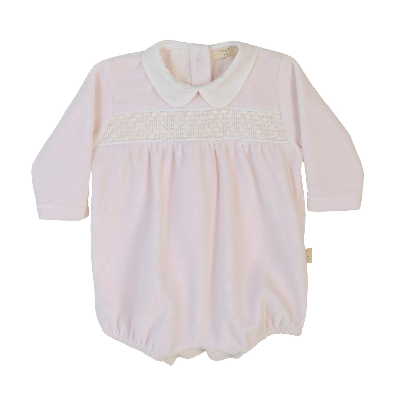 BABY GI Romper i Velour Lys Rosa - Farmor Ingvarda
