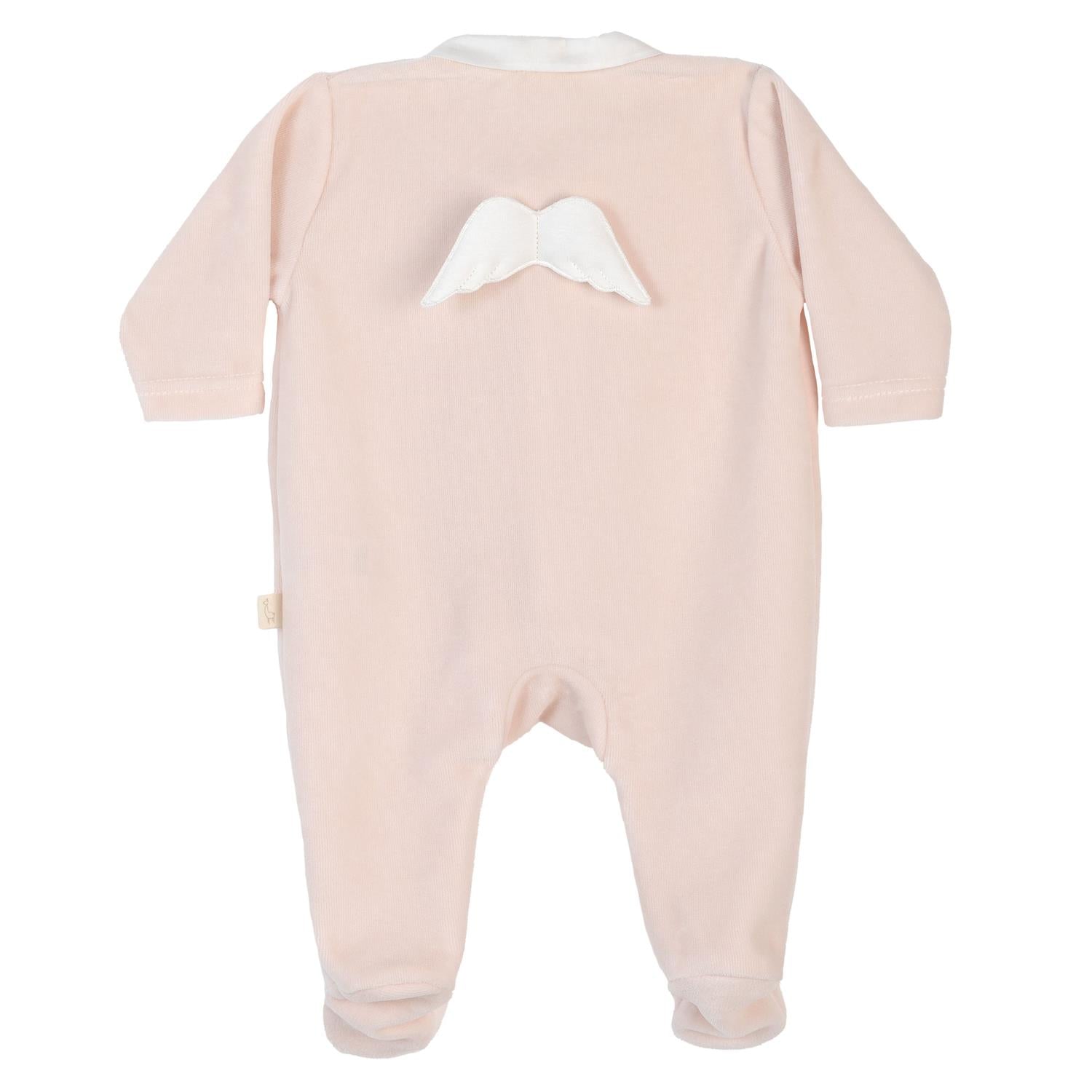 BABY GI Velourdress m/fot,Angel Peach Pink - Farmor Ingvarda