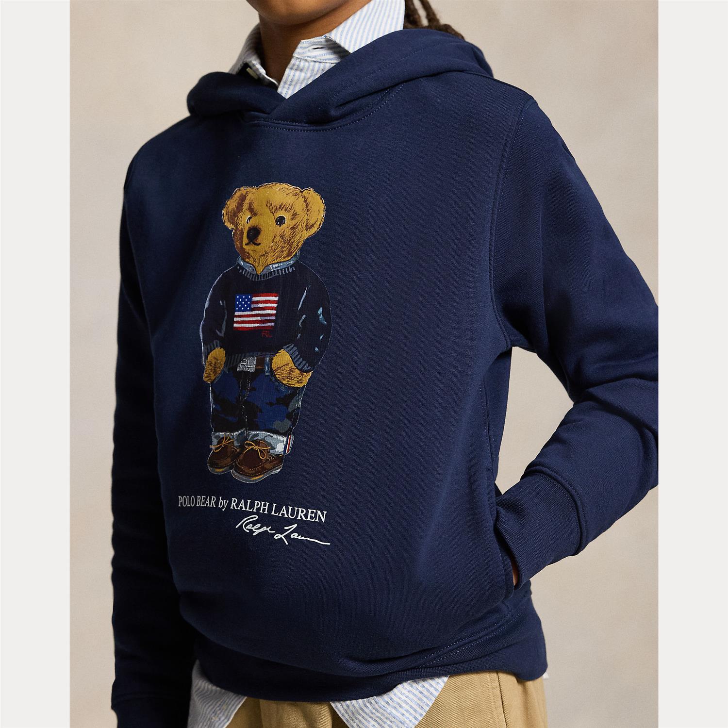 RALPH LAUREN 8-16År Polo Bear Hettegenser Mørkeblå