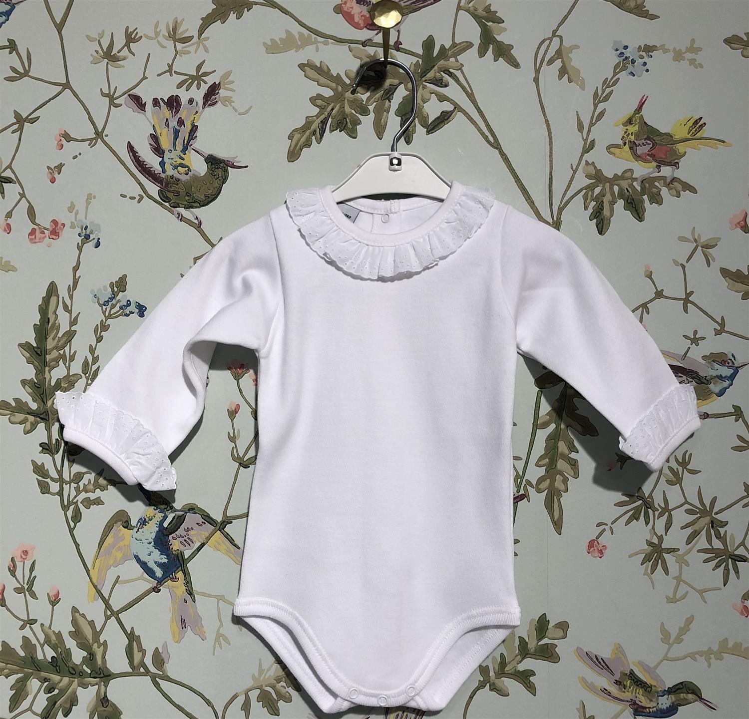BABIDU 1191 Body m/hvit blondekrage Hvit