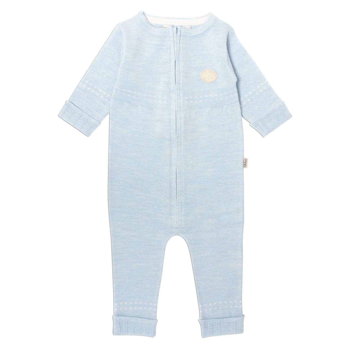 LILLELAM Sparkedress Tynn Classic i himmelblå for baby, myk og komfortabel heldress i størrelse 0-3 år.