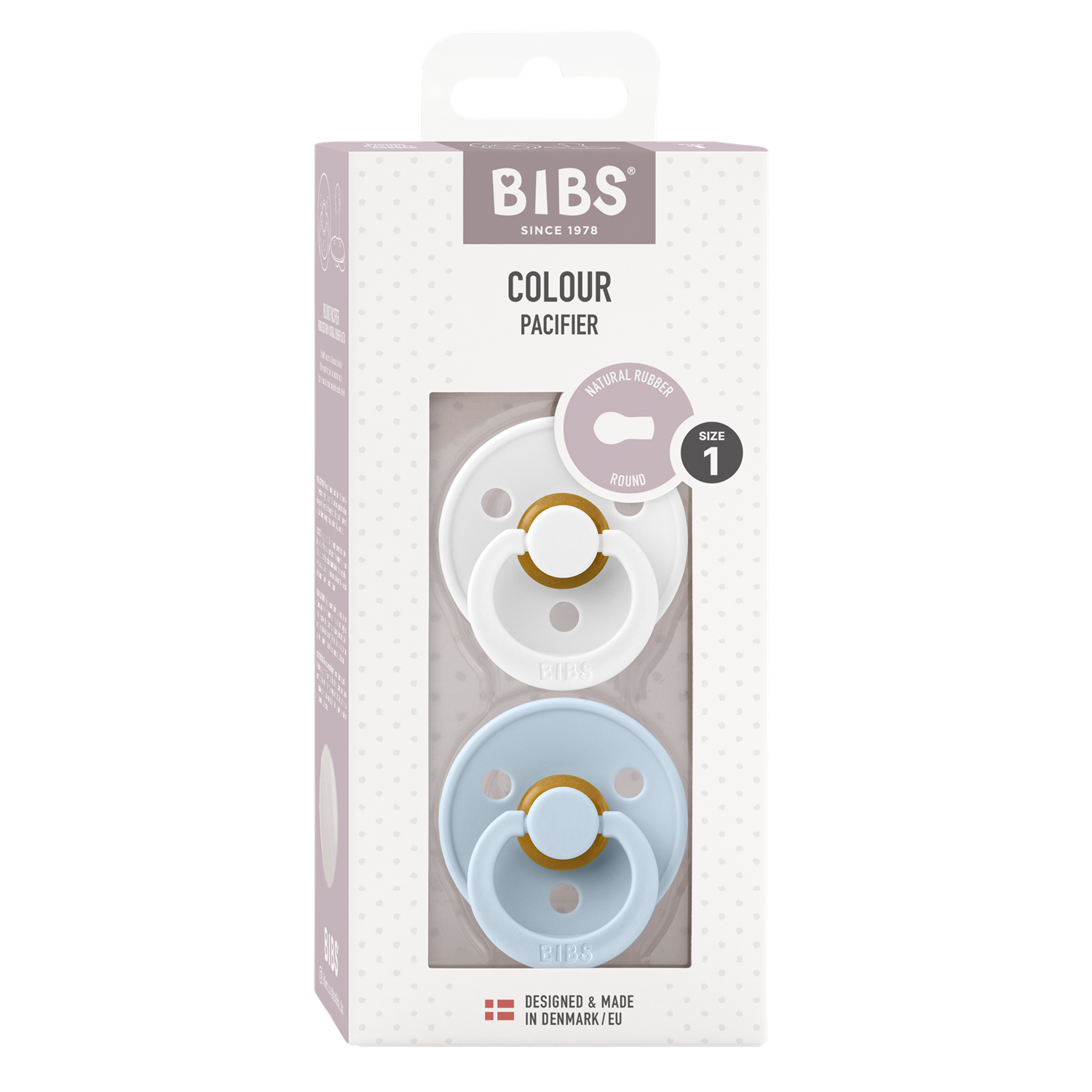 BIBS 2 pk. smokk str.1 Hvit/Blå - Farmor Ingvarda