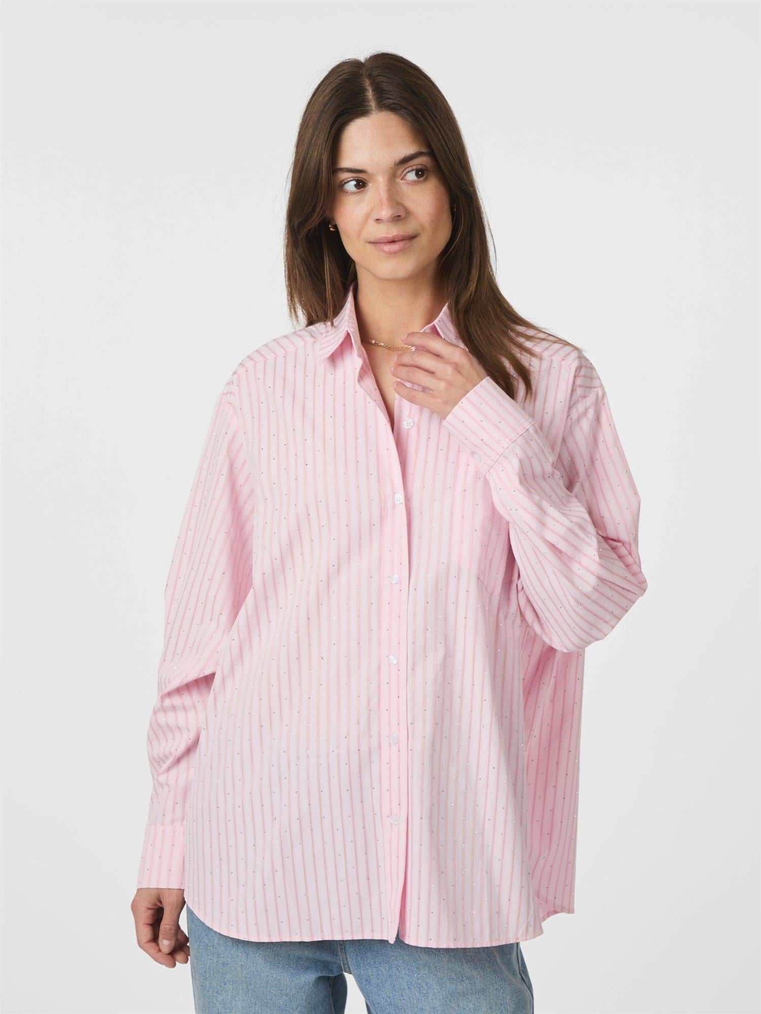 NEO NOIR Dalma Soft Stripe Stone Shirt