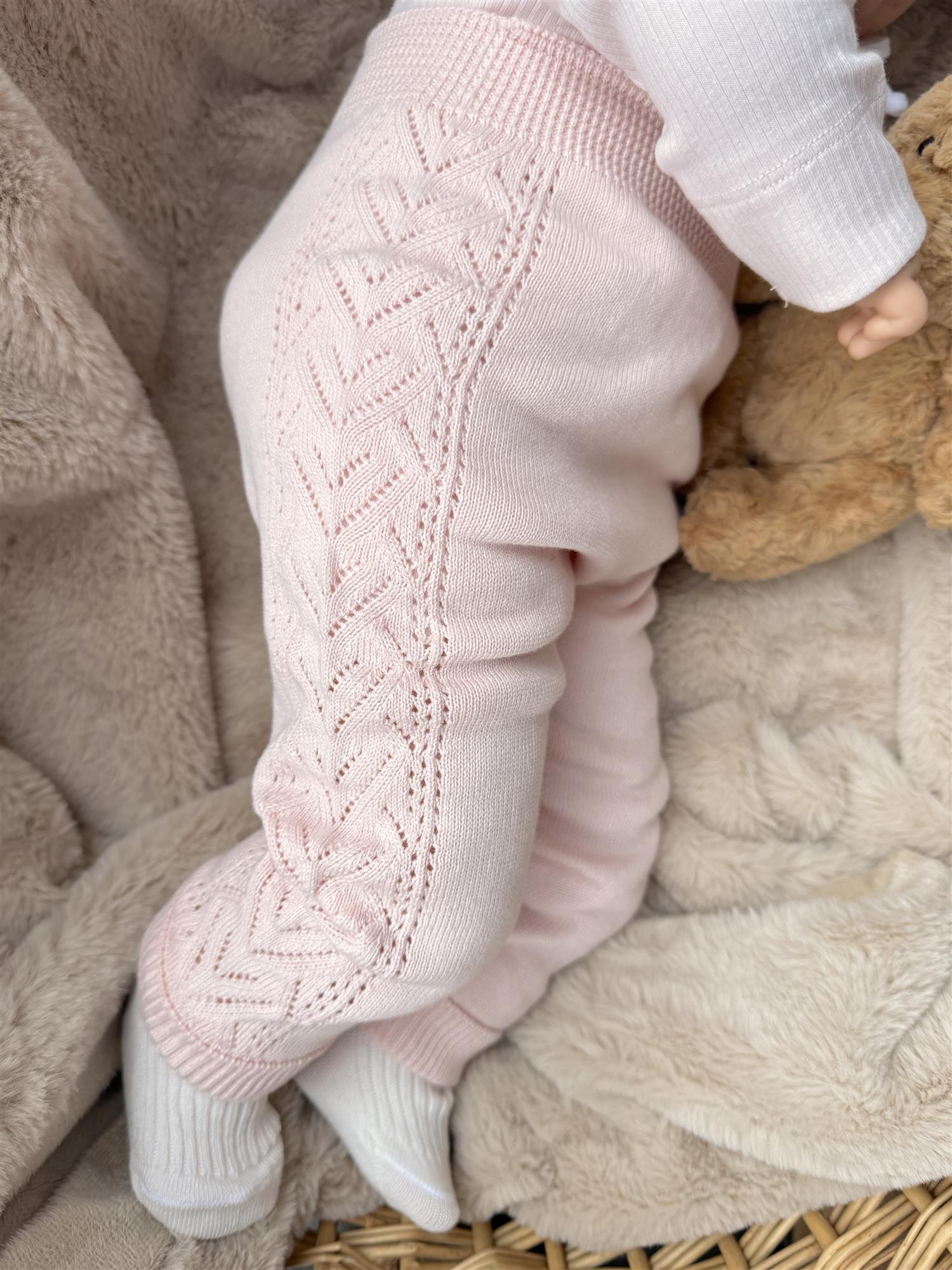 WEDOBLE Strikket bukse m/heklemønster Rosa