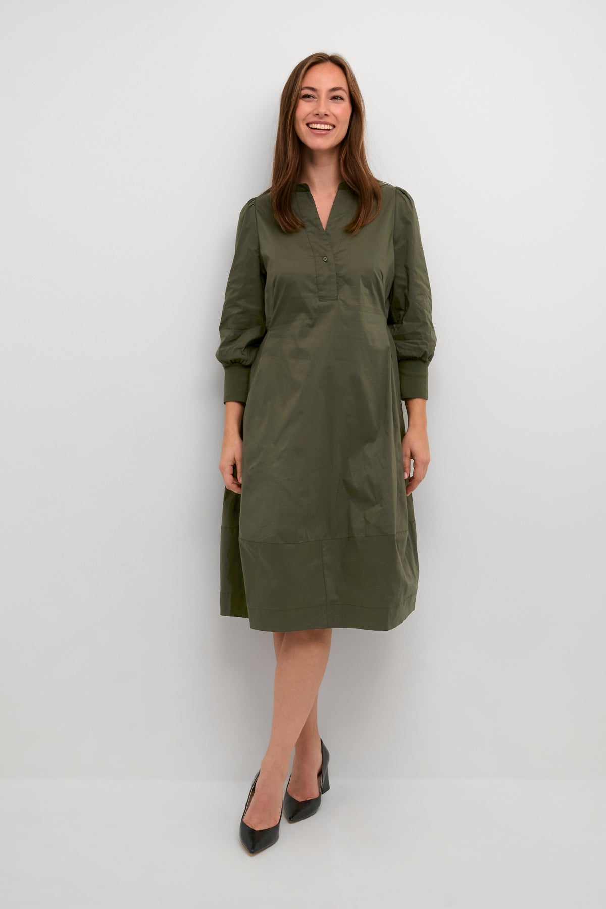 CULTURE Antoinett 3/4 sleeve Dress Burnt Olive