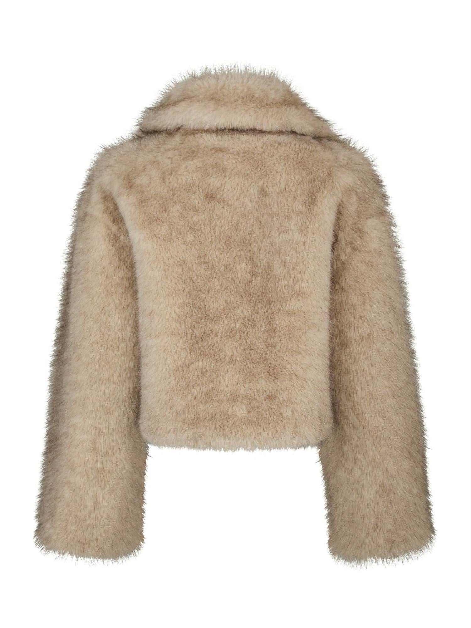 NEO NOIR Steff Faux Fur Jacket Beige