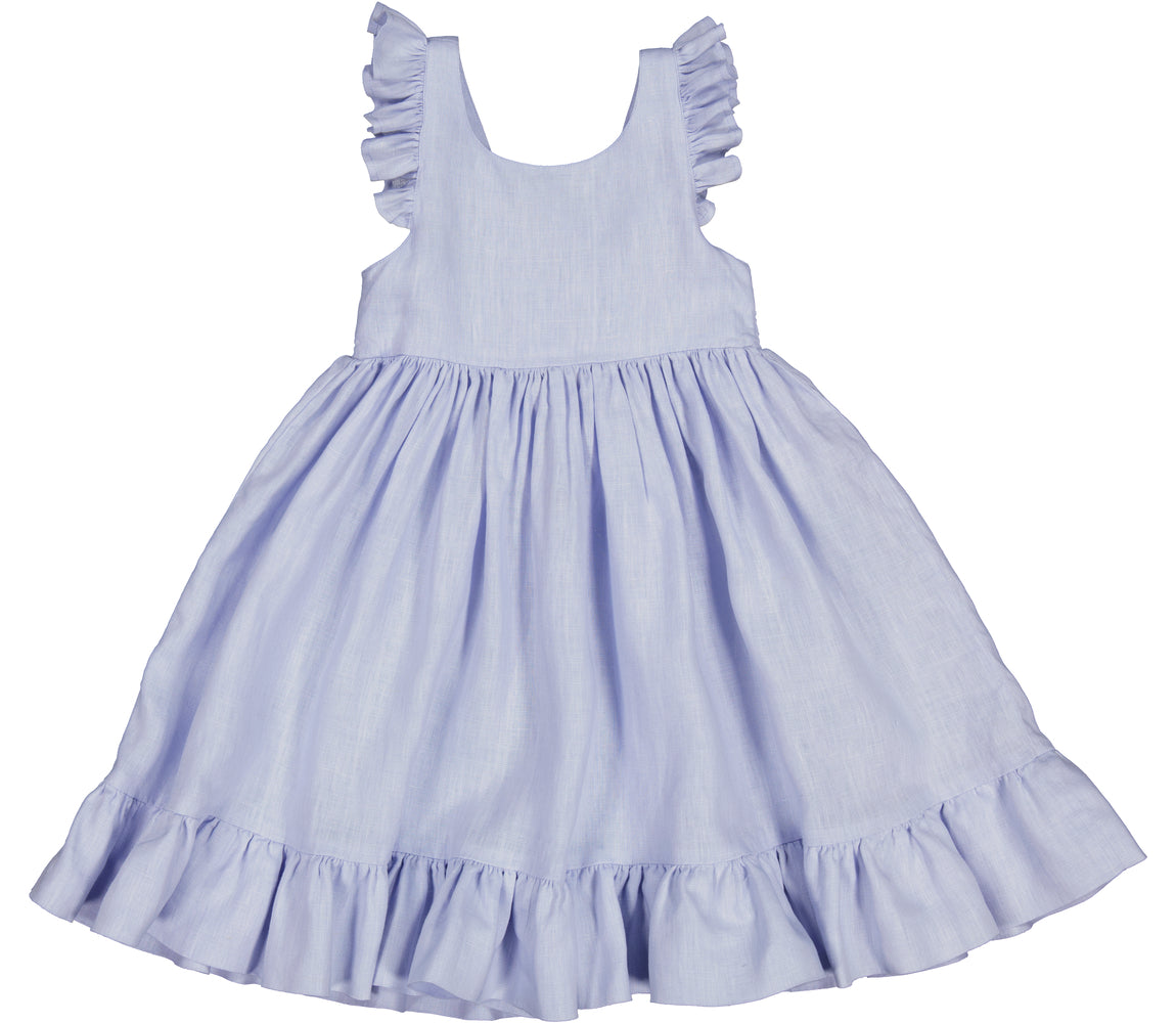 MARMAR COPENHAGEN 3-12ÅR Danita Frill Dress,Linen Lyseblå