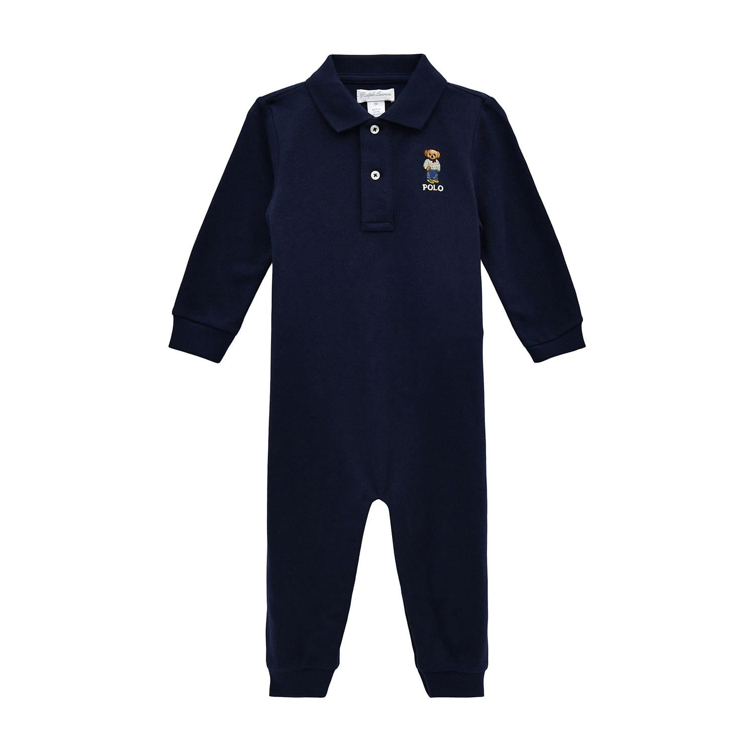 RALPH LAUREN Baby 0-24mnd. Bear one piece Coverall Mørkeblå