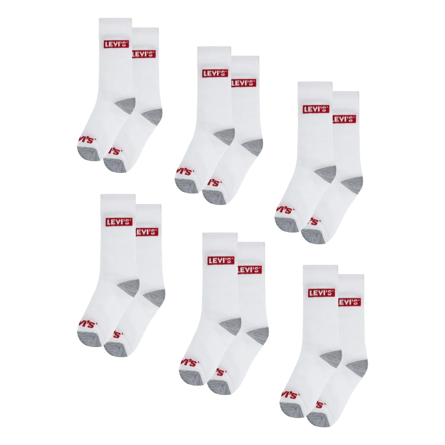 LEVIS 4-14ÅR Sokker 6pk. Hvit
