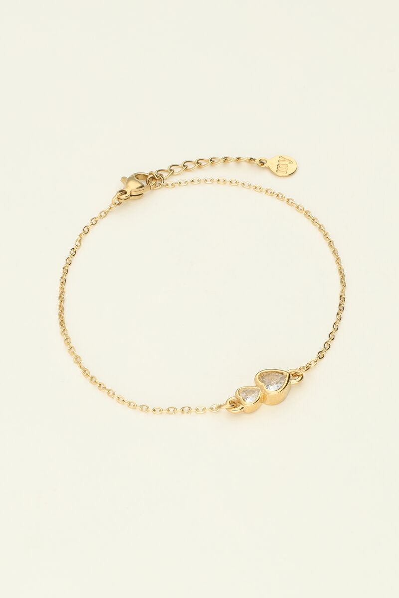My Jewellery Double rhinestone heart bracelet Gull