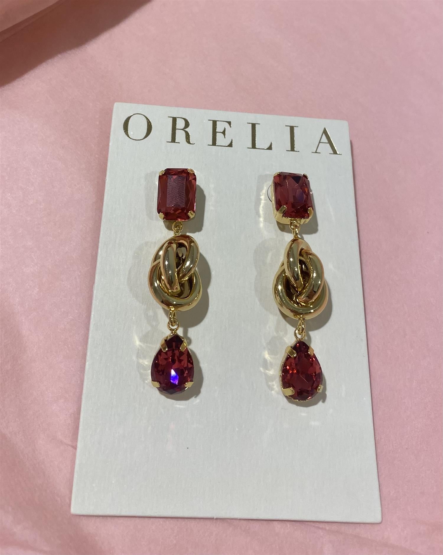 ORELIA Statment gem earrings Gull/Rosa