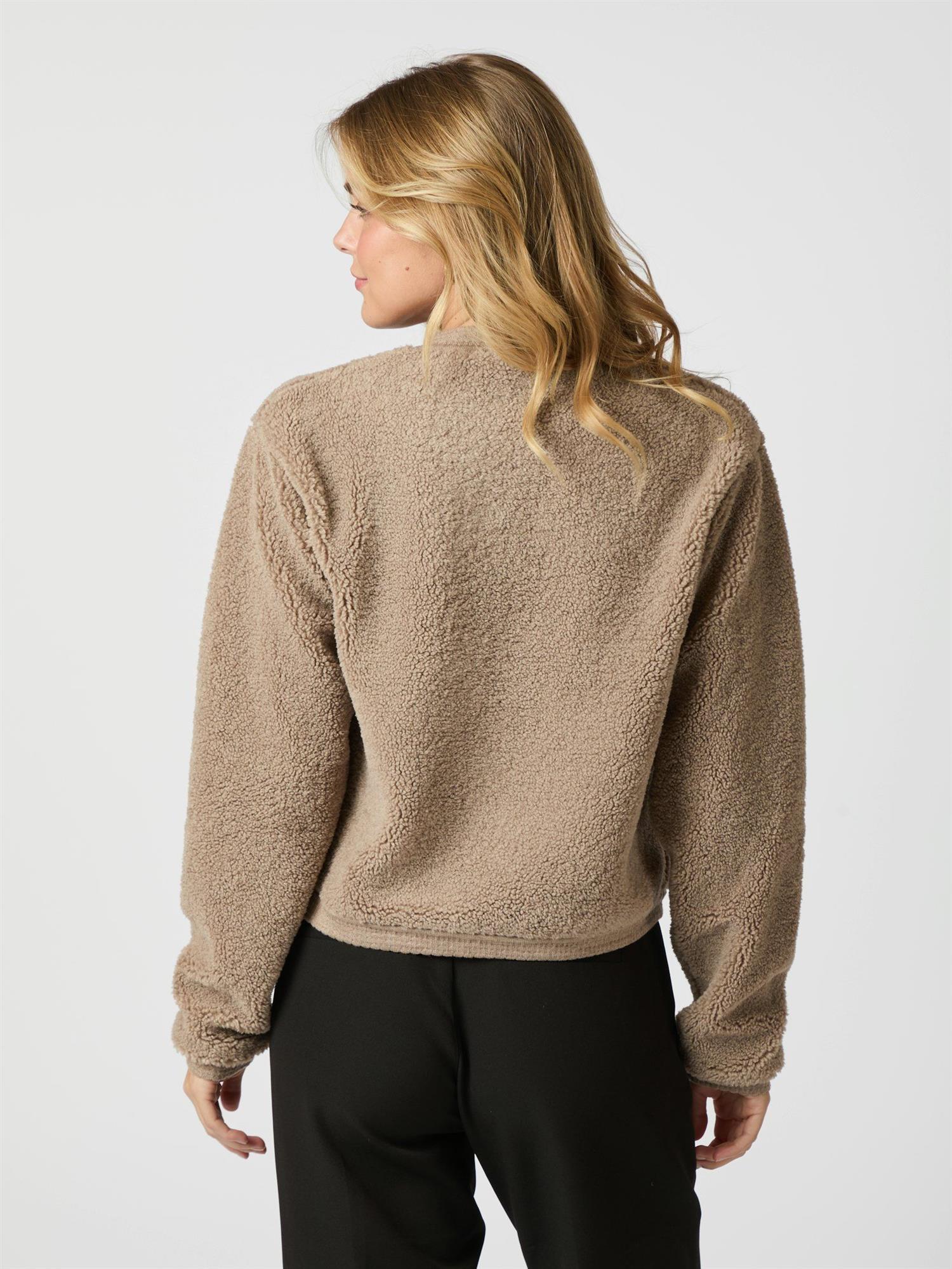 NEO NOIR Limo Fluffy knit Cardigan Sand