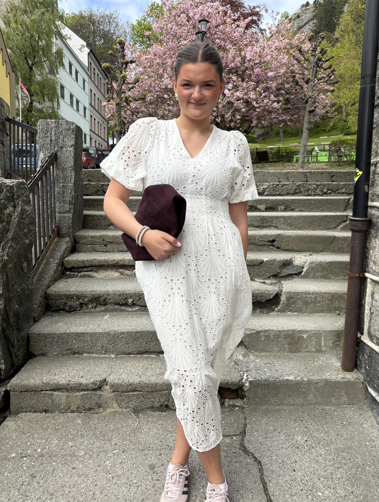 CO´ COUTURE Naya Anglaise Pleat Dress White