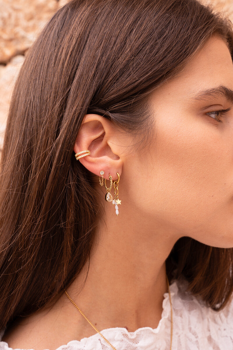 MY JEWELLERY Hoop earrings with rhinestone pear drop gold