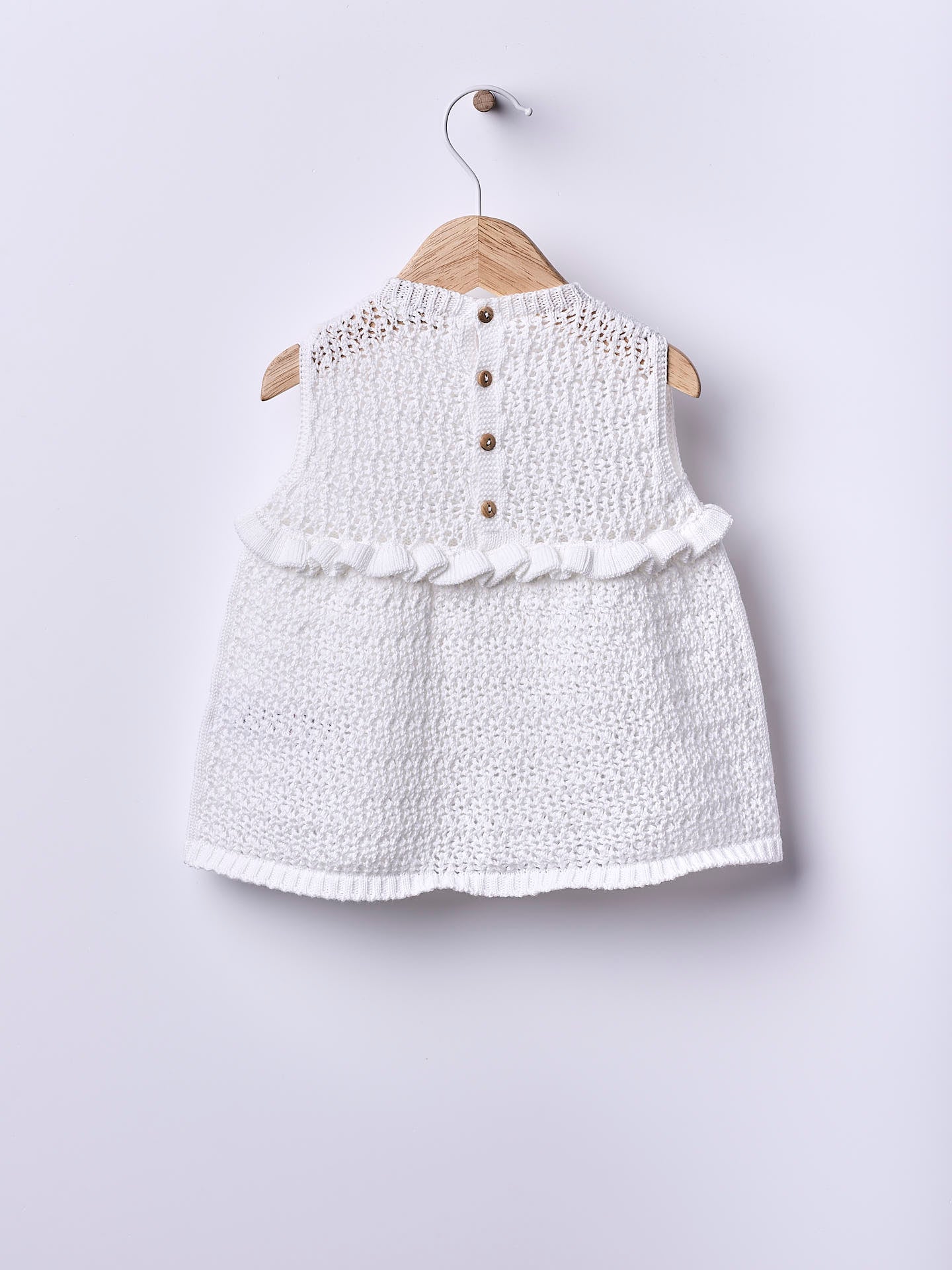 WEDOBLE Strikket Kjole m/heklemønster Hvit