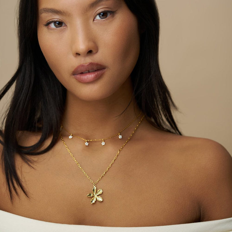 ORELIA Crystal flower multi drop necklace - Farmor Ingvarda