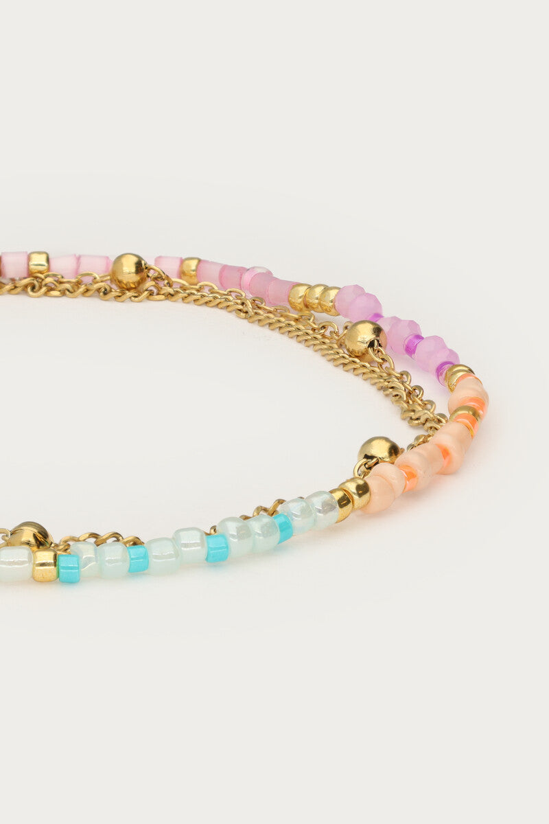 MY JEWELLERY Botanical triple bracelet with multicoloured beads - Farmor Ingvarda