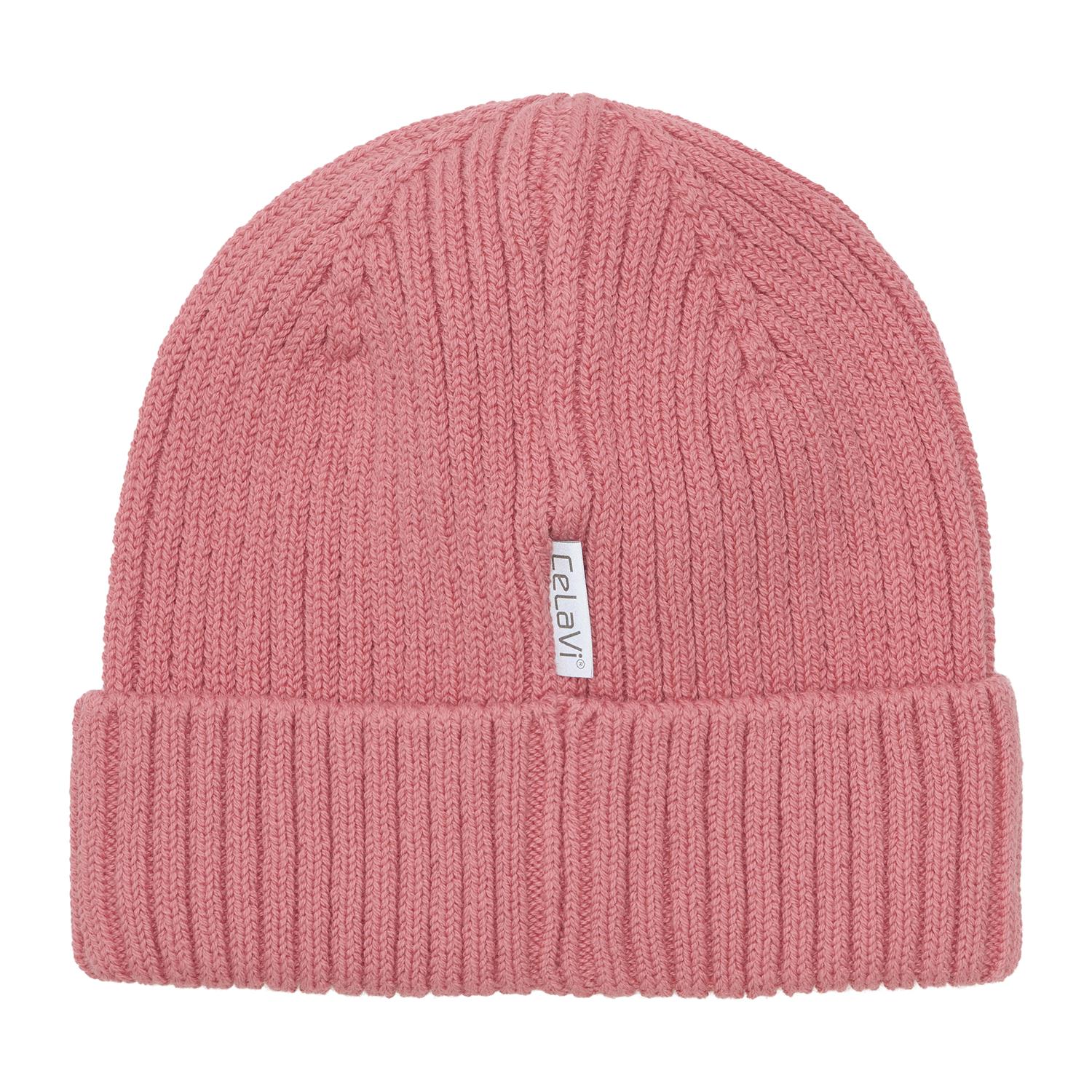 CELAVI Beanie, Strikket lue Korall - Farmor Ingvarda