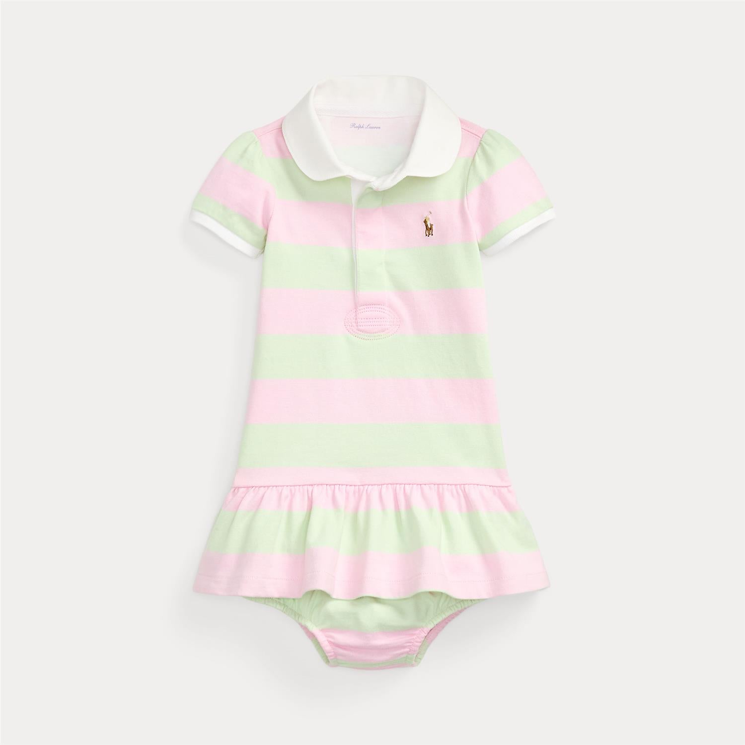 RALPH LAUREN Baby 0-24mnd. Sett med kjole og truse Pastell