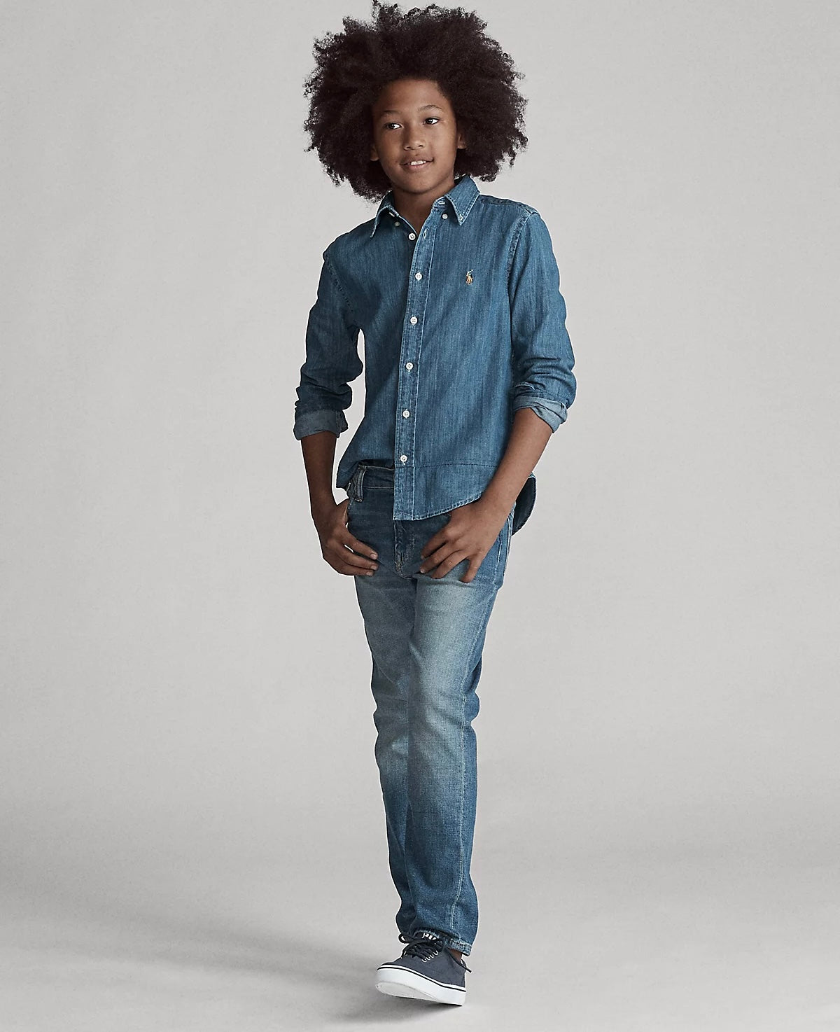 RALPH LAUREN 8-16År Denim Shirt Chambray Blå