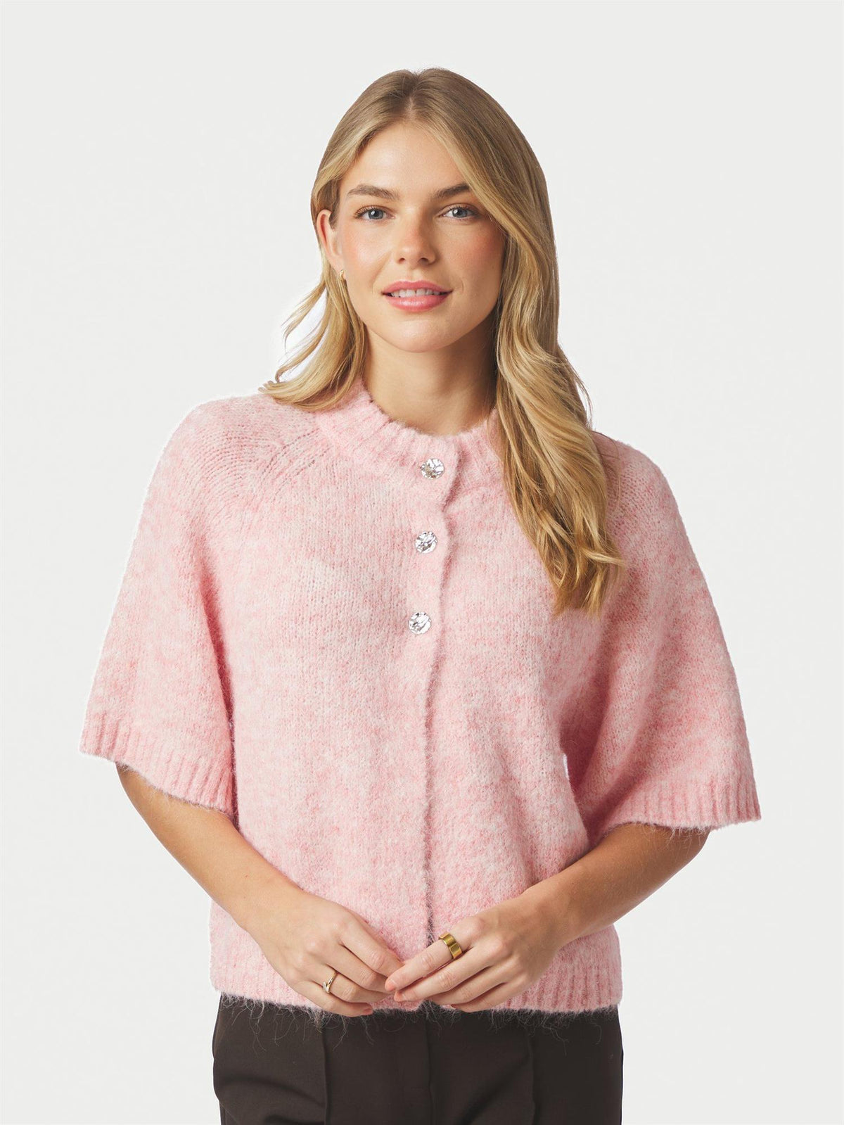 NEO NOIR Benuta Fluffy Knit Cardigan Pink